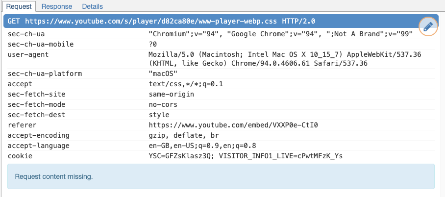 Youtube, met de <code>YSC</code> en <code>VISITOR_INFO1_LIVE</code> cookies.